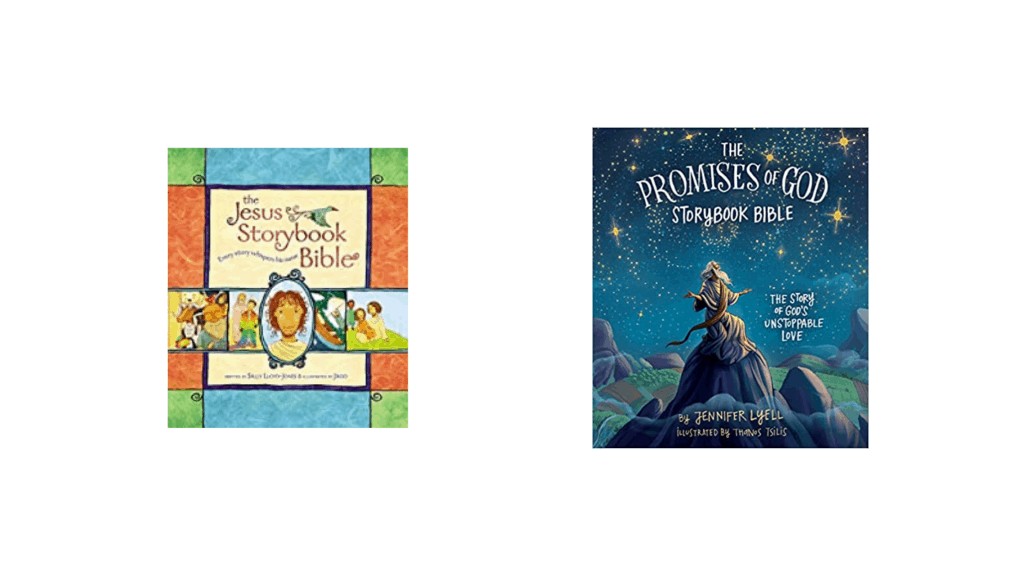 Image of two book covers of bibles for children. 