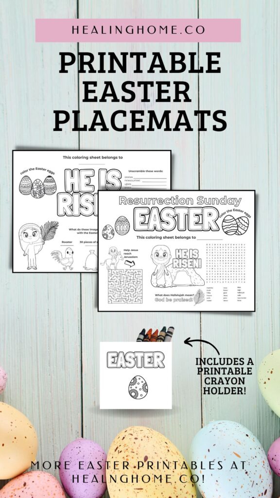 Printable easter placemats with eggs in background 
