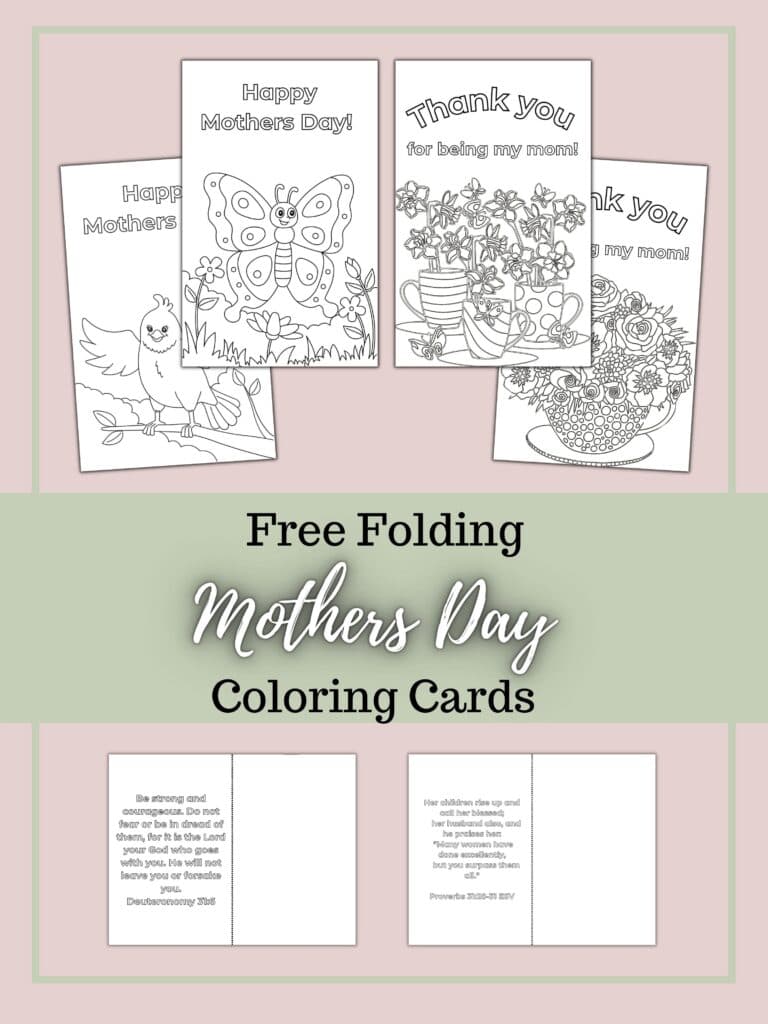 folding mothers' day coloring cards