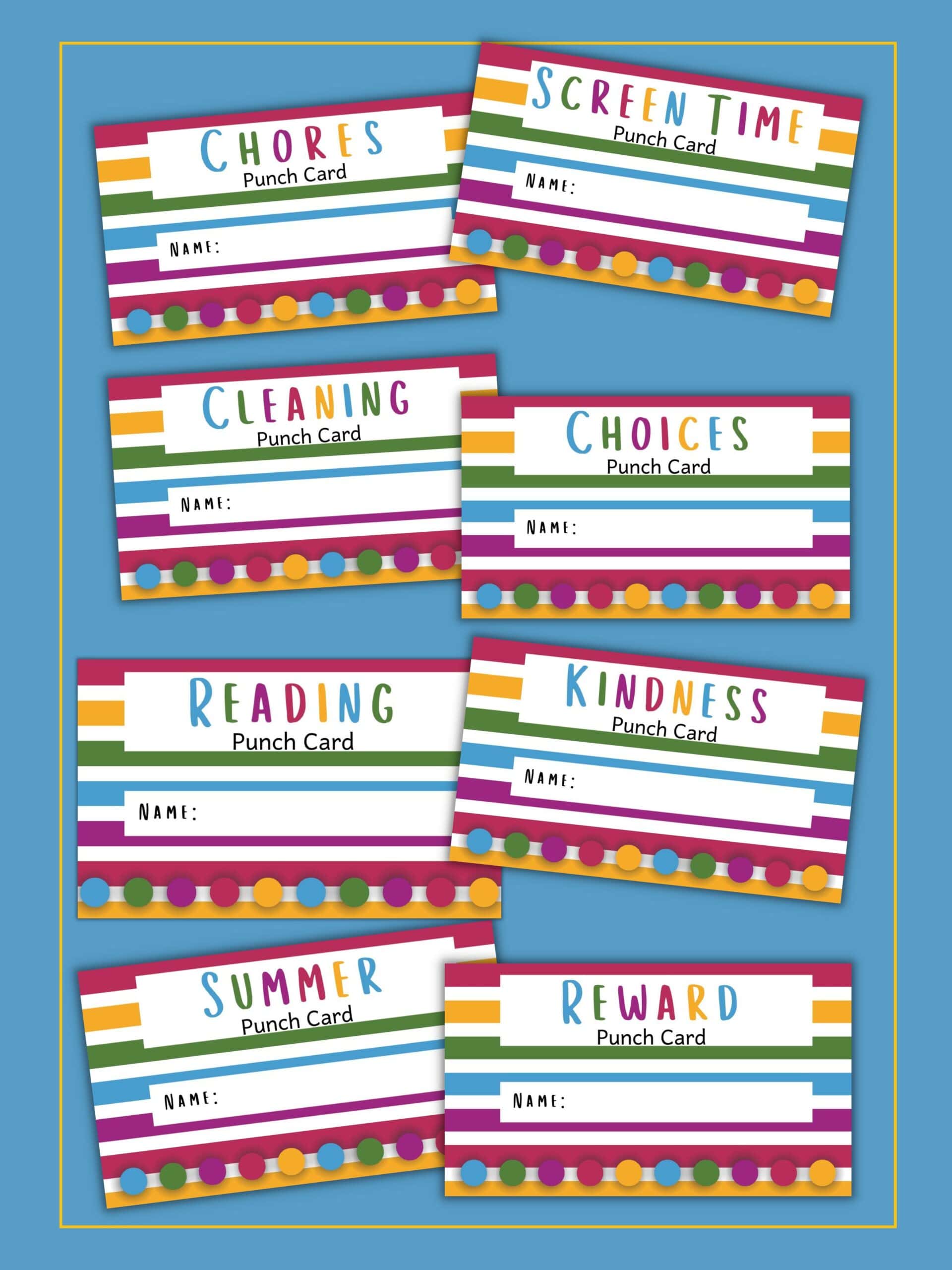 FREE Reward Punch Cards for Kids Healing Home