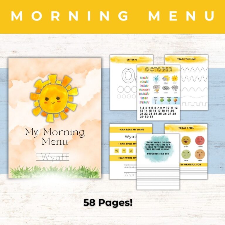 Free Printable Homeschool Morning Menu (Customizable) | Healing Home