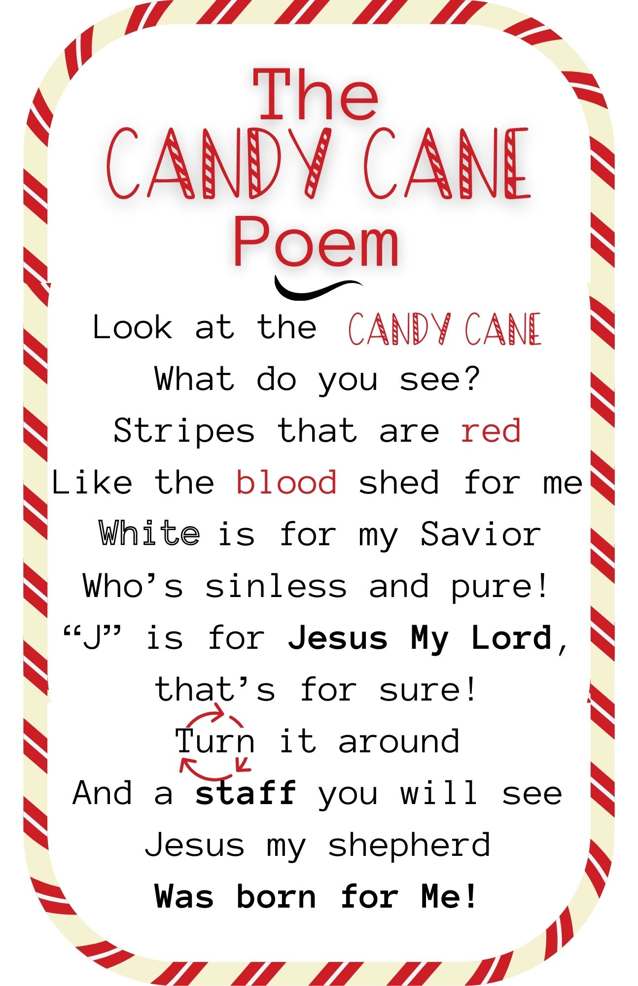 Candy Cane Poem Free Printable Astra edu pl