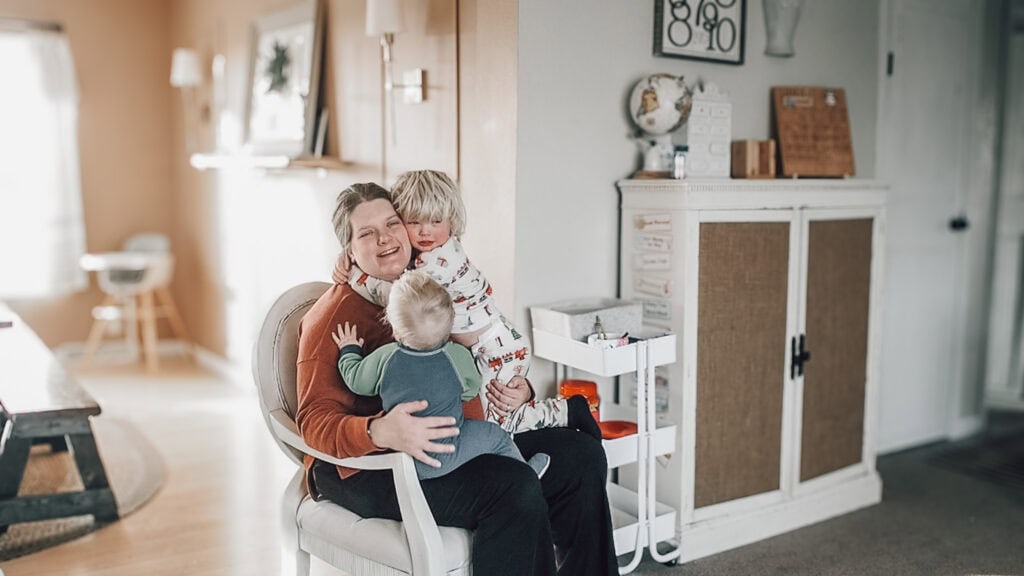 Simplify for abundance - mom with kids in a clean space