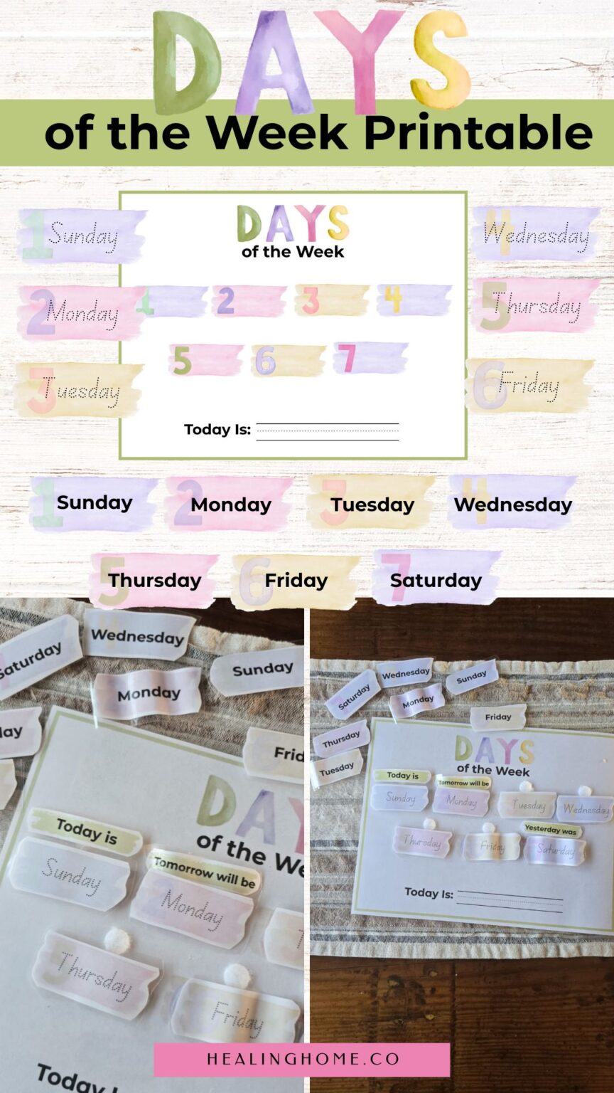 Free Days of the Week Printable | Healing Home