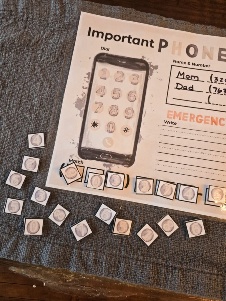 important phone number worksheet