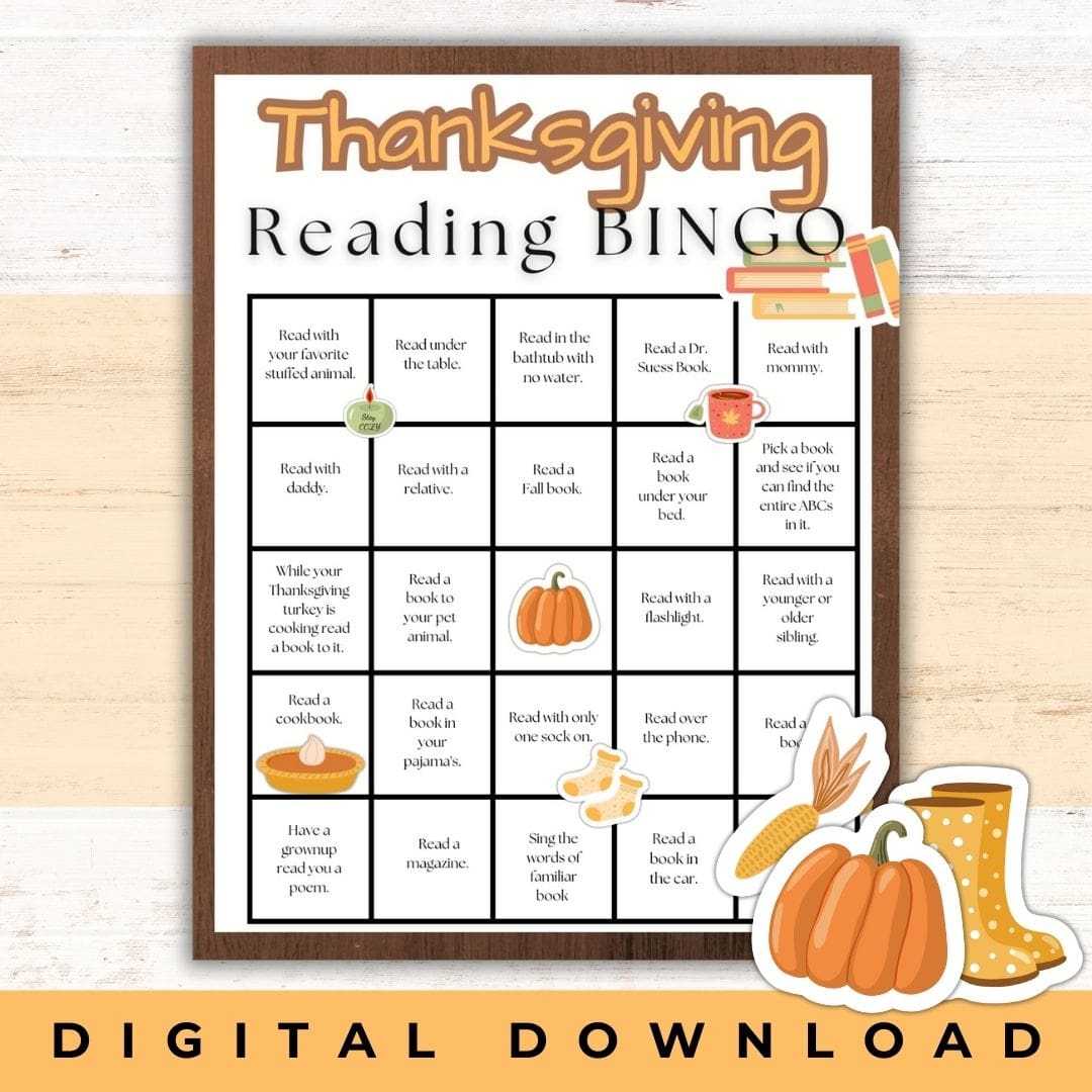 Reading Challenge Bingo - Thanksgiving and Christmas Break | Healing Home