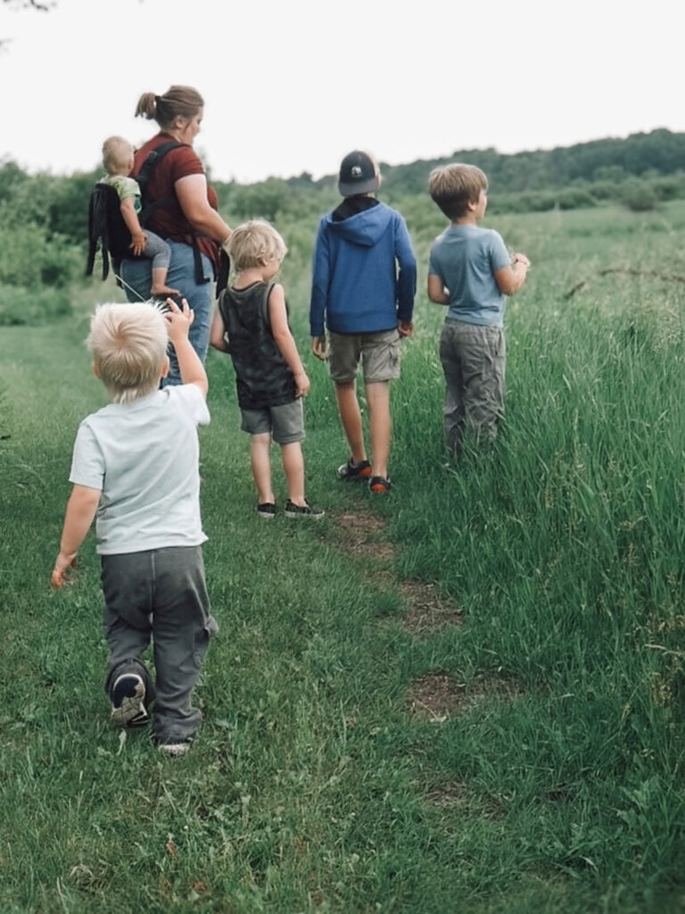 Nature studies - family on trail
