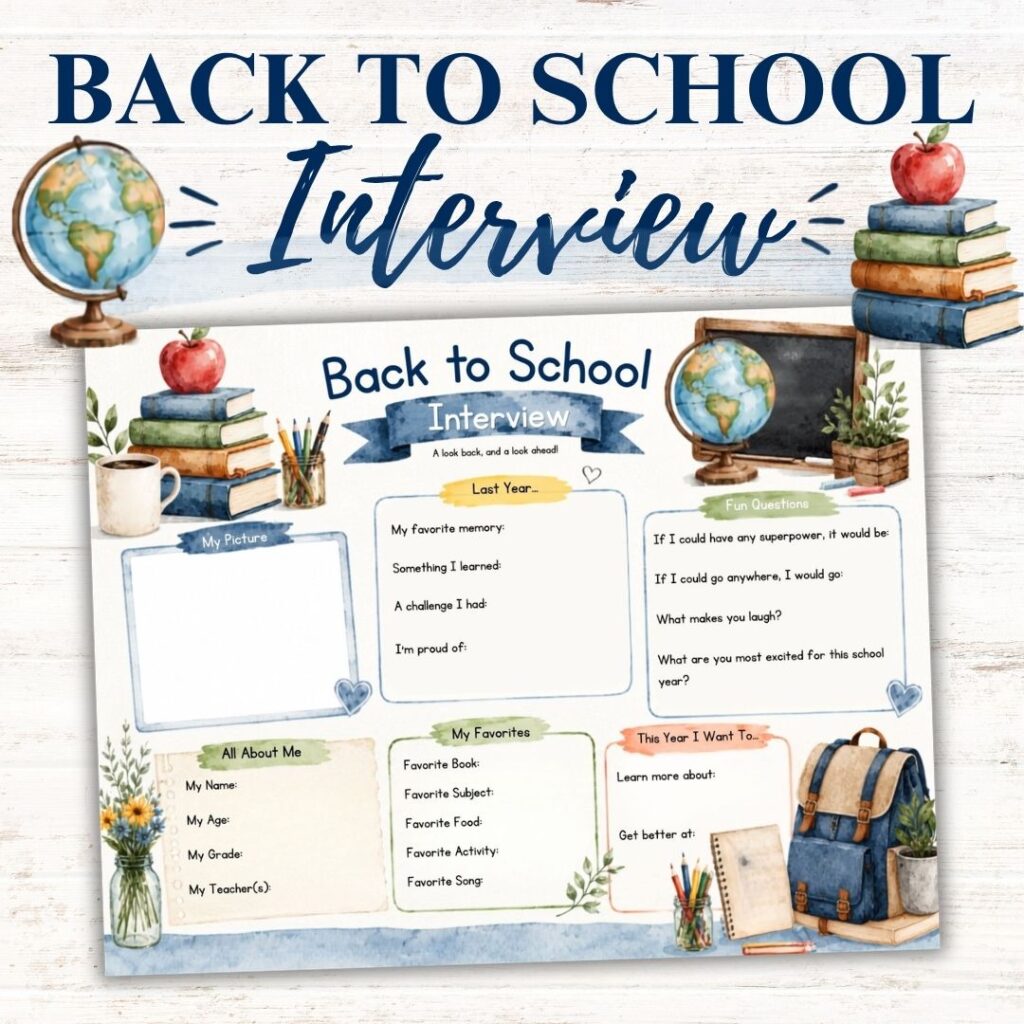 Back to School Interview Printable